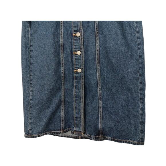 New Old Navy Denim Skirt Size 8 Button Front Midi Blue Jean High Waist - Picture 5 of 16